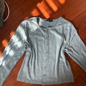 Pointelle blue coquette cardigan